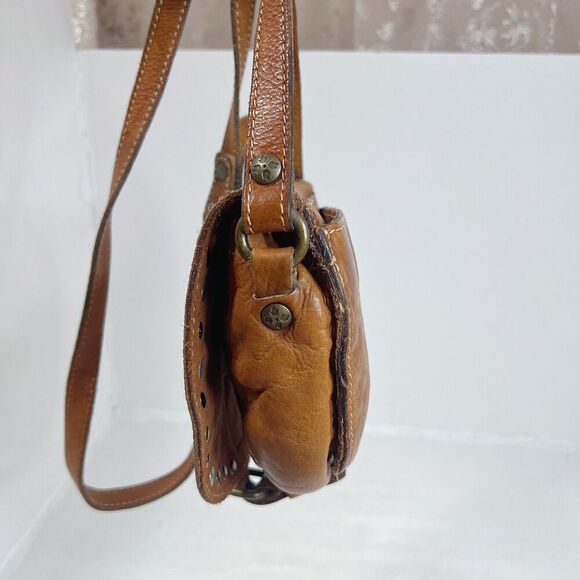 Patricia Nash Brown Leather Studded Crossbody Bag Boho Western Purse - Picture 2 of 10